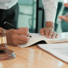 Team analyzing data in a business meeting